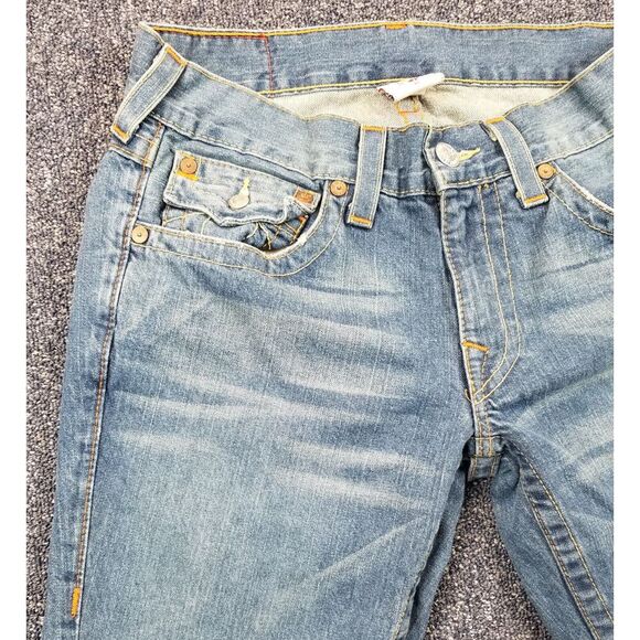 VTG True Religion Jeans Men 31x29 Blue Y2k Joey Flared Bottoms Hipster Grunge - Picture 8 of 16